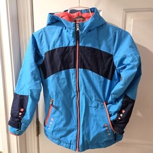 Lands End boys S navy/royal blue hooded puffy winter jacket